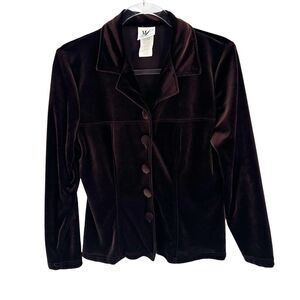 Maggie Lawrence Vintage Blouse Women M Brown Velvet Y2K 90s Whimsigoth Witchy